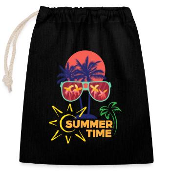 Summer Time - Verschließbarer Geschenkbeutel aus Baumwolle (25x30cm) - Schwarz - Vorne