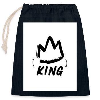 KÖNIG - Verschließbarer Geschenkbeutel aus Baumwolle (25x30cm) - Navy - Vorne