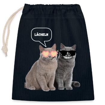 Grinsycats - Verschließbarer Geschenkbeutel aus Baumwolle (25x30cm) - Navy - Vorne