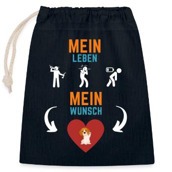 Mein Leben Mein Wunsch - Verschließbarer Geschenkbeutel aus Baumwolle (25x30cm) - Navy - Vorne