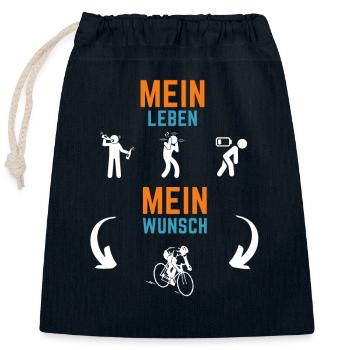 Mein Leben Mein Wunsch - Verschließbarer Geschenkbeutel aus Baumwolle (25x30cm) - Navy - Vorne
