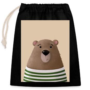 Bear - Closable cotton gift bag (25x30cm) - black - Front