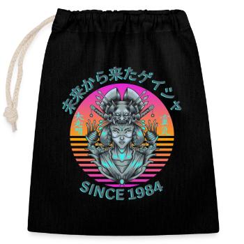 Futuristic Geisha - Closable cotton gift bag (25x30cm) - black - Front