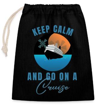 Keep calm and go on cruise - Verschließbarer Geschenkbeutel aus Baumwolle (25x30cm) - Schwarz - Vorne