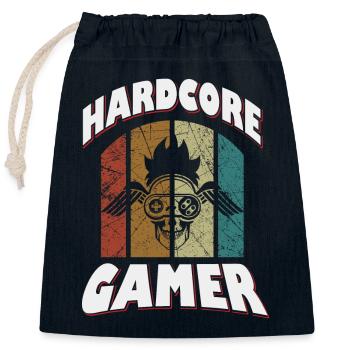 Hardcore Retro Gaming Design - Verschließbarer Geschenkbeutel aus Baumwolle (25x30cm) - Navy - Vorne