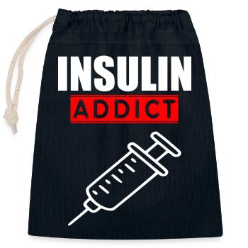 Insulin addict logo - Closable cotton gift bag (25x30cm) - navy - Front