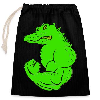 strong crocodile - Closable cotton gift bag (25x30cm) - black - Front