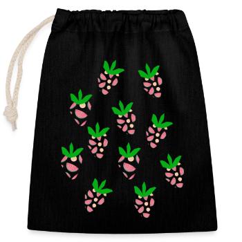 Melon or strawberry? - Closable cotton gift bag (25x30cm) - black - Front