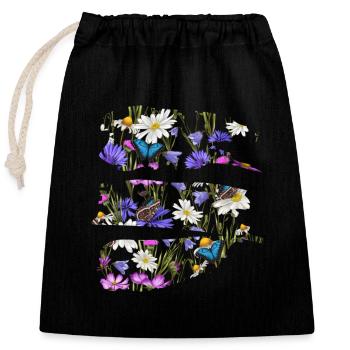 Fleurs printanières - Réveil printanier - Sac cadeau en coton avec cordon (25 x 30 cm) - noir - Devant