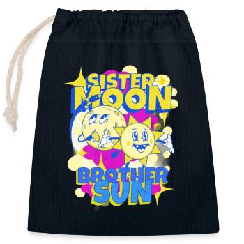 Soeur Lune Frère Soleil - Sac cadeau en coton avec cordon (25 x 30 cm) - bleu marine - Devant