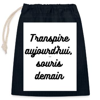 sport - Sac cadeau en coton avec cordon (25 x 30 cm) - bleu marine - Devant