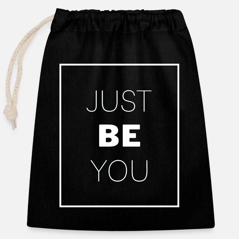 Just Be You - Verschließbarer Geschenkbeutel aus Baumwolle (25x30cm) - Schwarz