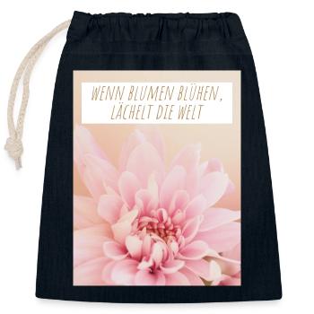 Blumen Garten Gärtner Blumenstrauß BLUMENLIEBE - Verschließbarer Geschenkbeutel aus Baumwolle (25x30cm) - Navy - Vorne