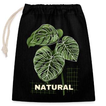 NATURAL - Close to nature, simply elegant - Closable cotton gift bag (25x30cm) - black - Front