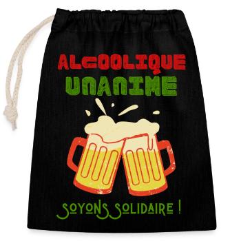 Alcoolique Unanime - Sac cadeau en coton avec cordon (25 x 30 cm) - noir - Devant