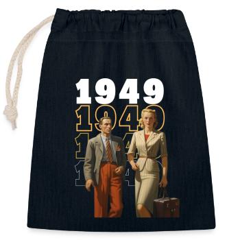 1949 Born - Closable cotton gift bag (25x30cm) - navy - Front