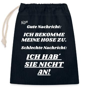 Gute Nachricht - Verschließbarer Geschenkbeutel aus Baumwolle (25x30cm) - Navy - Vorne