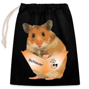 hamster schlauer fuchs buch - Verschließbarer Geschenkbeutel aus Baumwolle (25x30cm) - Schwarz - Vorne