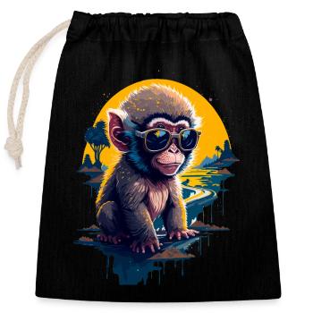 Singe cool - Sac cadeau en coton avec cordon (25 x 30 cm) - noir - Devant