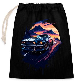 Voiture de sport classique - Sac cadeau en coton avec cordon (25 x 30 cm) - noir - Devant
