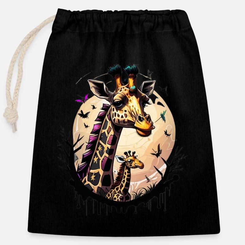 Graffiti Giraffe - Verschließbarer Geschenkbeutel aus Baumwolle (25x30cm) - Schwarz