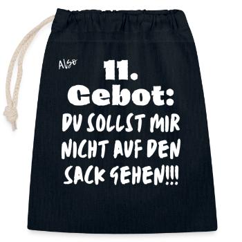 11 Gebot Du sollst mir nicht auf den Sack gehen. - Verschließbarer Geschenkbeutel aus Baumwolle (25x30cm) - Navy - Vorne