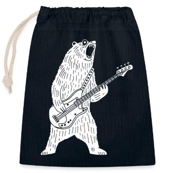 Eisbär-Gitarrist - Verschließbarer Geschenkbeutel aus Baumwolle (25x30cm) - Navy - Vorne