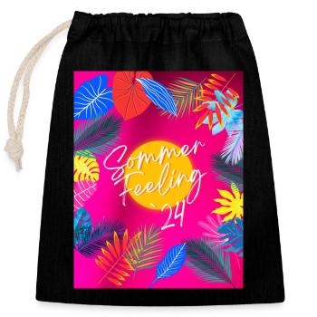 Sommer feeling 24 - Verschließbarer Geschenkbeutel aus Baumwolle (25x30cm) - Schwarz - Vorne