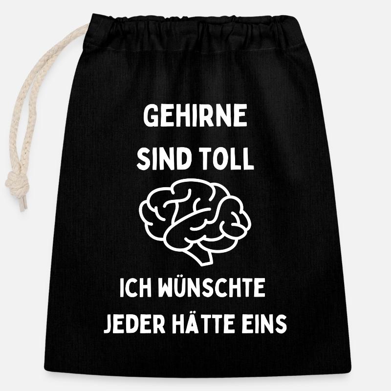 Gehirne sind toll Jeder braucht eins - Verschließbarer Geschenkbeutel aus Baumwolle (25x30cm) - Schwarz