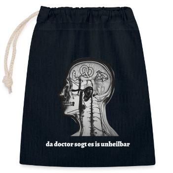 es is unheilbar... bayerischer Spruch - Verschließbarer Geschenkbeutel aus Baumwolle (25x30cm) - Navy - Vorne