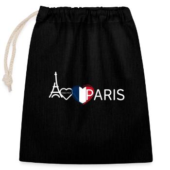 Paris and the Eiffel Tower - Closable cotton gift bag (25x30cm) - black - Front