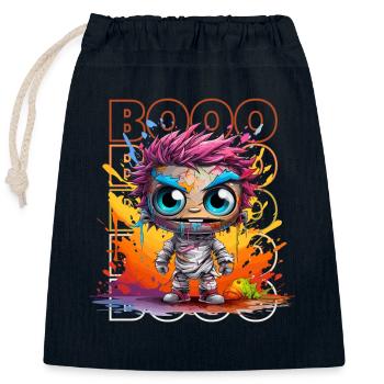 Chibi Shuffle & Booo! Verrücktes Zombie T-Shirt! - Verschließbarer Geschenkbeutel aus Baumwolle (25x30cm) - Navy - Vorne
