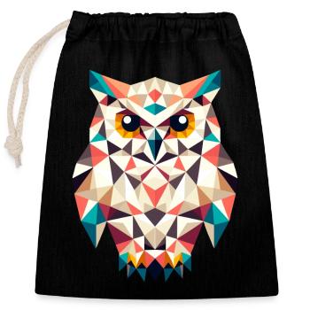 Hibou // hibou - Sac cadeau en coton avec cordon (25 x 30 cm) - noir - Devant