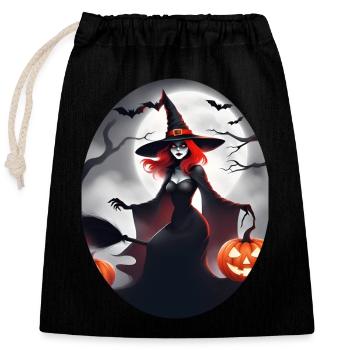 Halloween - Sac cadeau en coton avec cordon (25 x 30 cm) - noir - Devant