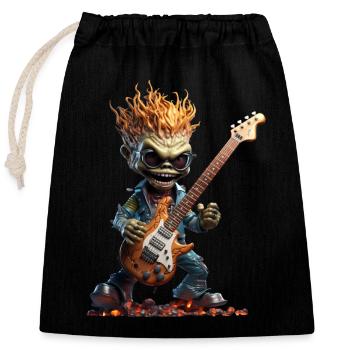Diego the Green Alien - Closable cotton gift bag (25x30cm) - black - Front