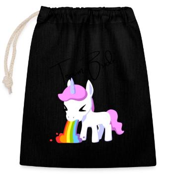 Team Bride Einhorn - Verschließbarer Geschenkbeutel aus Baumwolle (25x30cm) - Schwarz - Vorne