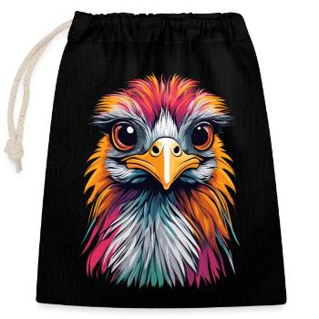 Autruche - Sac cadeau en coton avec cordon (25 x 30 cm) - noir - Devant