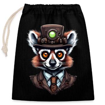 Lemur - Closable cotton gift bag (25x30cm) - black - Front