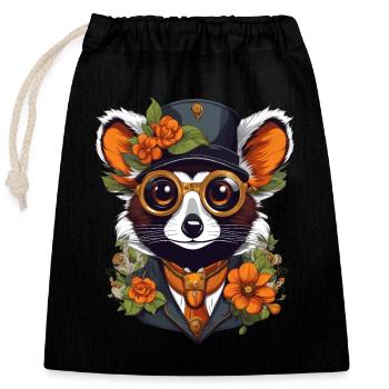 Lemur - Closable cotton gift bag (25x30cm) - black - Front