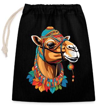 Camel - Closable cotton gift bag (25x30cm) - black - Front