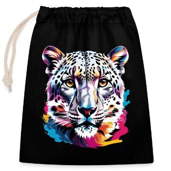 Snow leopard - Closable cotton gift bag (25x30cm) - black - Front