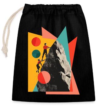 Collage de couple de grimpeurs - Sac cadeau en coton avec cordon (25 x 30 cm) - noir - Devant