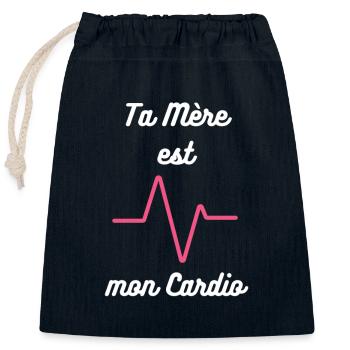 Ta mère est mon cardio : Tee-shirt Cardio Humour - Sac cadeau en coton avec cordon (25 x 30 cm) - bleu marine - Devant