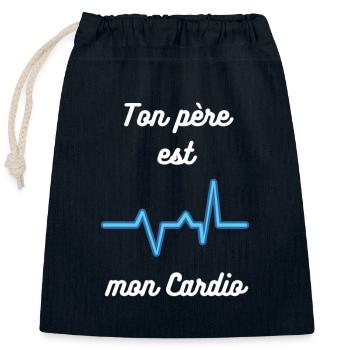 Ton père est mon cardio : Humoristique Cardio - Sac cadeau en coton avec cordon (25 x 30 cm) - bleu marine - Devant