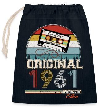 Elegant Retro Gift: 1961 Vintage - Closable cotton gift bag (25x30cm) - navy - Front