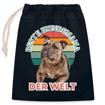 BESTE HUNDEMAMA Bulldogge Hund Hunde - Verschließbarer Geschenkbeutel aus Baumwolle (25x30cm) - Navy - Vorne
