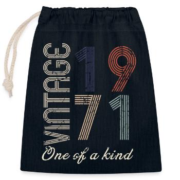 53rd Birthday 1971 - Vintage Retro Gift Idea - Closable cotton gift bag (25x30cm) - navy - Front