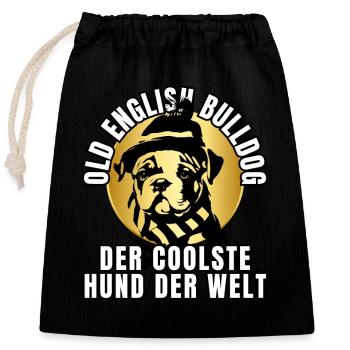 VIEUX BOULEDOGUE ANGLAIS CHIEN CHIENS - Sac cadeau en coton avec cordon (25 x 30 cm) - noir - Devant