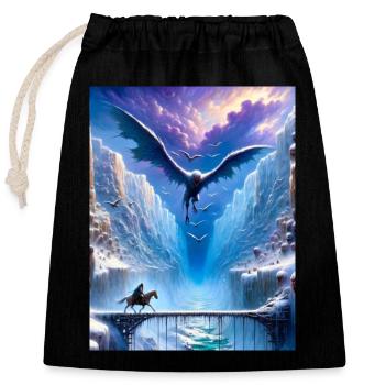 Aile de givre - Sac cadeau en coton avec cordon (25 x 30 cm) - noir - Devant