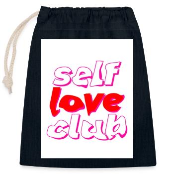 Self love club - Sac cadeau en coton avec cordon (25 x 30 cm) - bleu marine - Devant